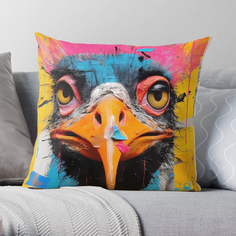 Kingfisher Decorative Pillow, Animal Pillow, Art Pillow, Bright