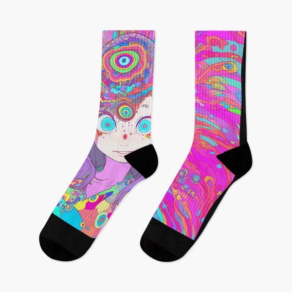 Item preview, Trippy Psy Trance Anime Girl- Melting colors designed and sold by octoboobs.