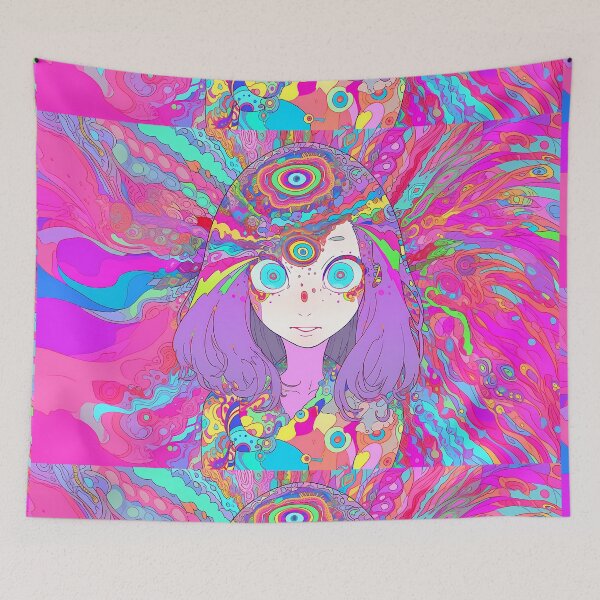 Item preview, Trippy Psy Trance Anime Girl- Melting colors designed and sold by octoboobs.
