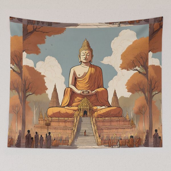 Item preview, Bodh Gaya - Cities and Places of India Illustrations designed and sold by Kagaz Kala.