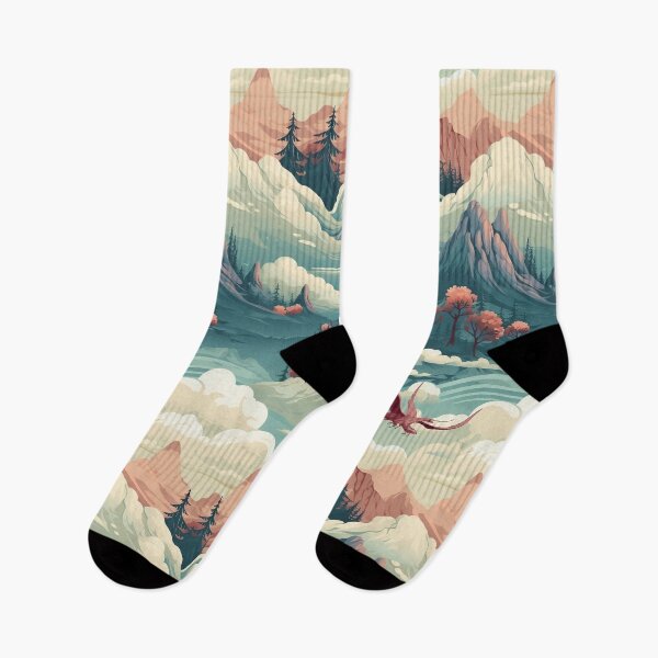 Item preview, Flying Dragon and The Mountain Seamless Pattern designed and sold by exitbird.