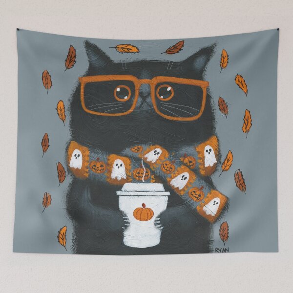 Item preview, Autumn Pumpkin Spice Kitty designed and sold by KilkennyCat Art.