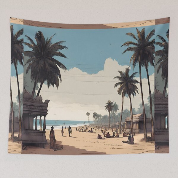 Item preview, Chennai Beach - Cities and Places of India Illustrations designed and sold by Kagaz Kala.