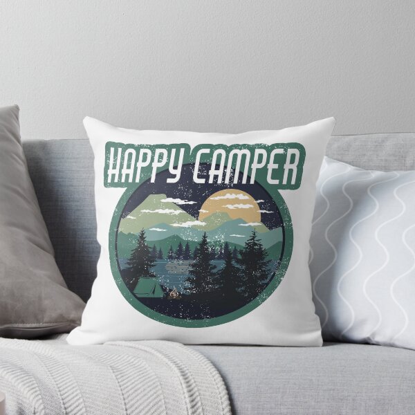 Item preview, Happy camper camping life outdoors faux distressed designed and sold by captainhobbyist.