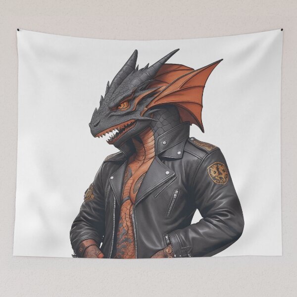 Item preview, Bad black dragon in leather jacket designed and sold by twisted-dot.