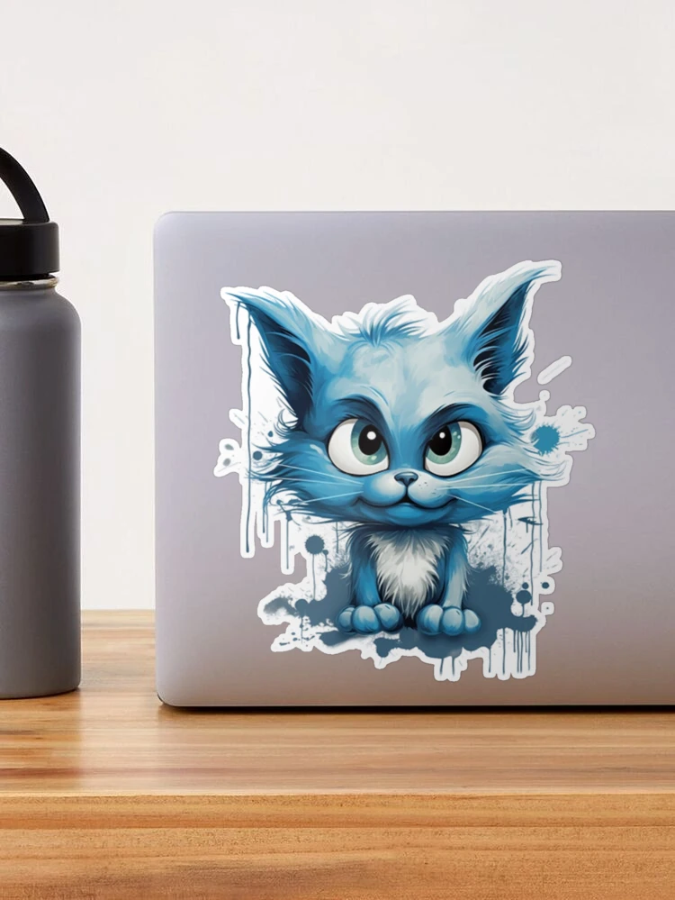  Sticker Cat Meme Blue Smurf Waterproof Sticker Label