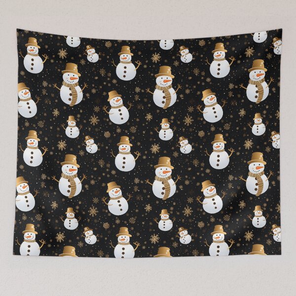 Item preview, Gold and White, Cute Snowman, Composite Overlay Pattern #3 designed and sold by ARTficiallyAnon.
