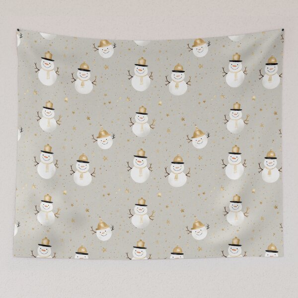 Item preview, Gold and White, Cute Snowman, Composite Overlay Pattern #4 designed and sold by ARTficiallyAnon.