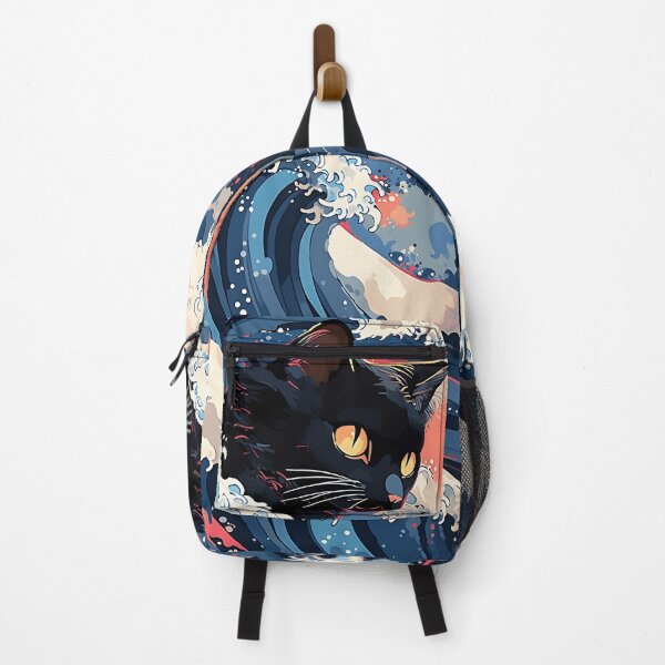 Item preview, Mysterious Black Cat Surfing the Ocean Waves designed and sold by Cat-Wave-Dream.