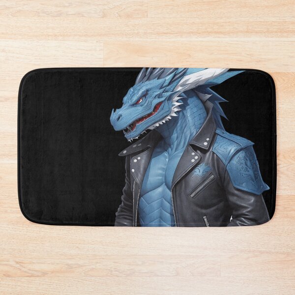 Item preview, Bad blue dragon in leather jacket designed and sold by twisted-dot.