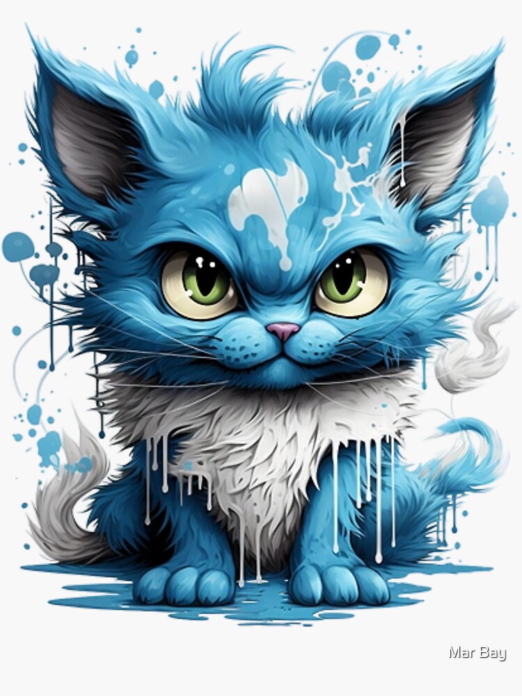  Sticker Cat Meme Blue Smurf Waterproof Sticker Label