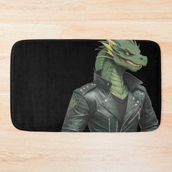 Item preview, Bad green dragon in leather jacket designed and sold by twisted-dot.