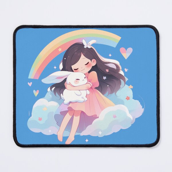 Item preview, girl and rabbit rainbow,leaf, badge, certificate, cosmetic, eco, experiment, free, heart, hugging, lab, label, makeup, message, product, rabbit designed and sold by Nanthikan.