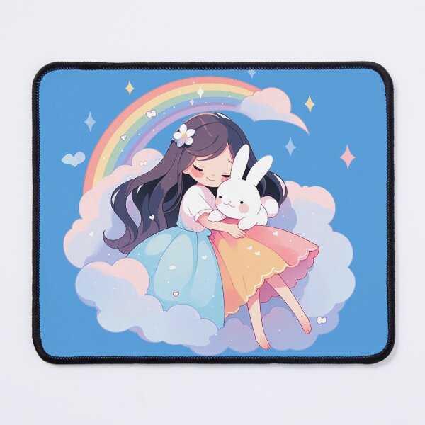 Item preview, girl and rabbit rainbow,leaf, badge, certificate, cosmetic, eco, experiment, free, heart, hugging, lab, label, makeup, message, product, rabbit designed and sold by Nanthikan.