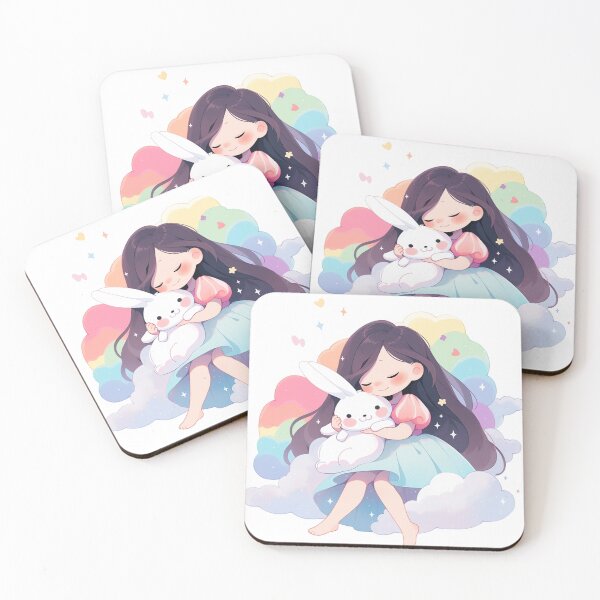 Item preview, girl and rabbit rainbow,leaf, badge, certificate, cosmetic, eco, experiment, free, heart, hugging, lab, label, makeup, message, product, rabbit designed and sold by Nanthikan.