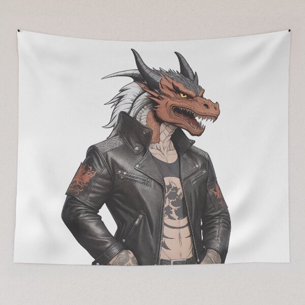 Item preview, Bad red dragon in leather jacket designed and sold by twisted-dot.