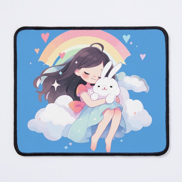 Item preview, girl and rabbit rainbow,leaf, badge, certificate, cosmetic, eco, experiment, free, heart, hugging, lab, label, makeup, message, product, rabbit designed and sold by Nanthikan.