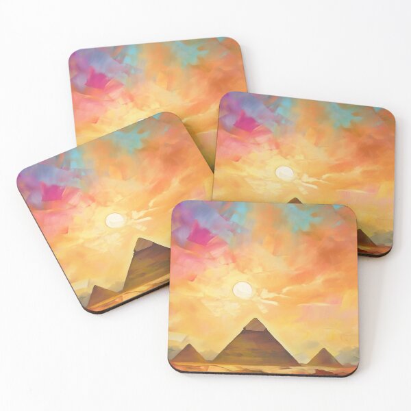 Item preview, The Pyramids of Giza, Egypt, Amber-blue, AI Generated Art - One of the Seven Wonders of the Ancient World designed and sold by studioSharonKay.