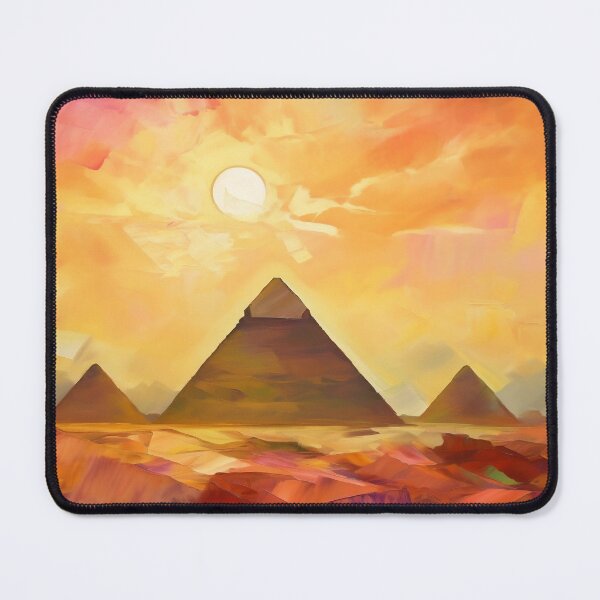 Item preview, The Pyramids of Giza, Egypt, Amber-blue, AI Generated Art - One of the Seven Wonders of the Ancient World designed and sold by studioSharonKay.