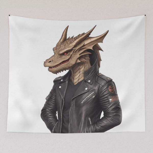Item preview, Bad yellow dragon in leather jacket designed and sold by twisted-dot.