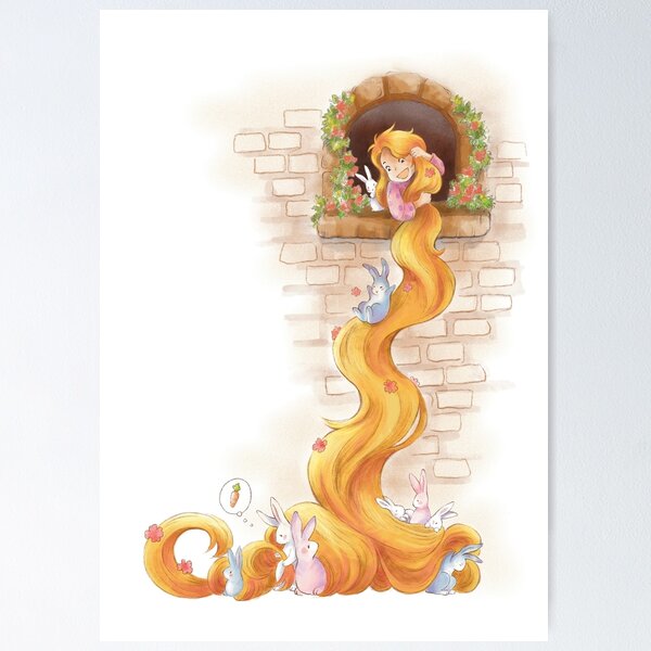 Disney Princesses Watercolor Canvas, Tangled Rapunzel Poster