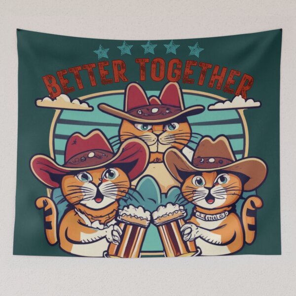 Item preview, Wild west western cats celebrating with beer designed and sold by VieBelieve.