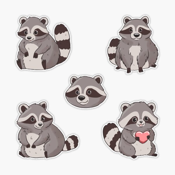 Cute cartoon raccoon pack | Sticker