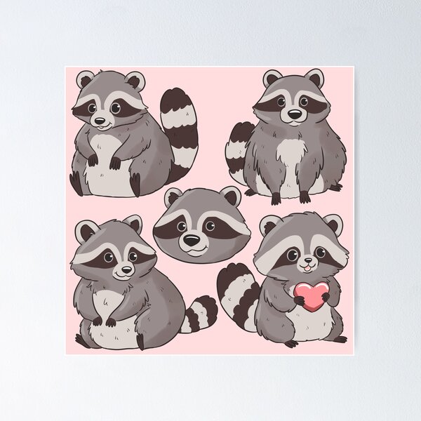 Cute cartoon raccoon pack Sticker for Sale by Yaragold