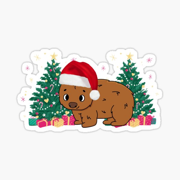 Vista previa del artículo con la obra «wombat navidad lindo», diseñado y vendido por ChromaHeaven.