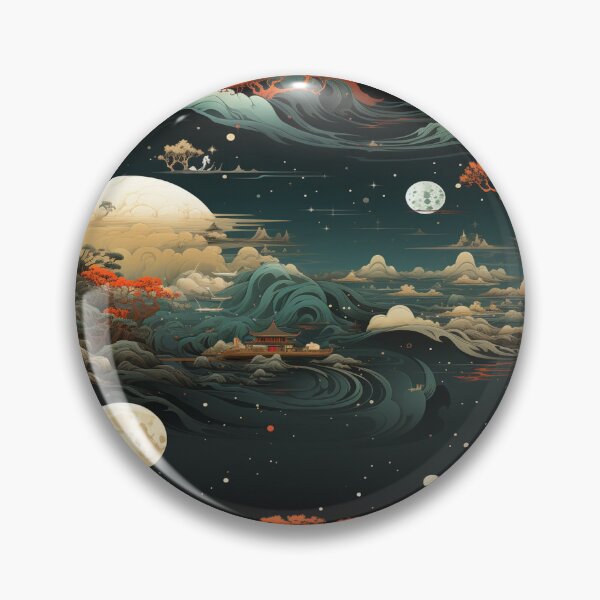 Item preview, Japanese Space Seamless Pattern: Traditional Meets Cosmic designed and sold by AA-AlwaysArt.