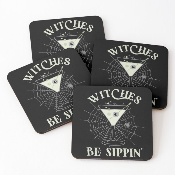 Item preview, Witches Be Sippin - Halloween - T-shirt Design - Sticker Redbubble designed and sold by bluehatgraphics.