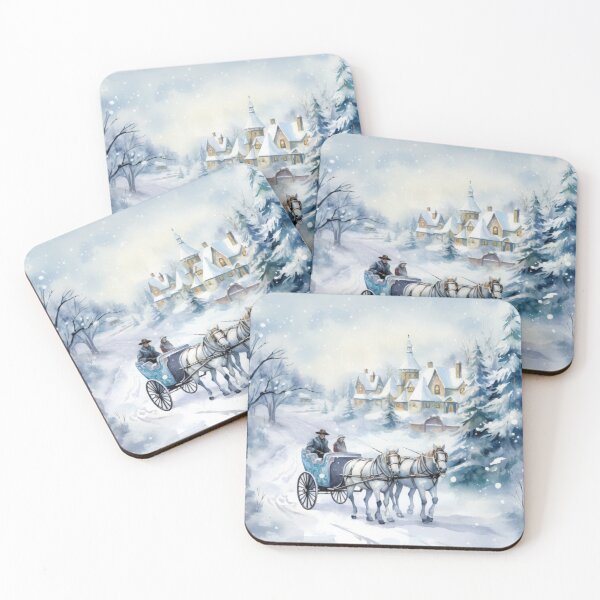 Item preview, Snowy Village with Carolers and Horse-Drawn Sleigh designed and sold by Zoomie-s.