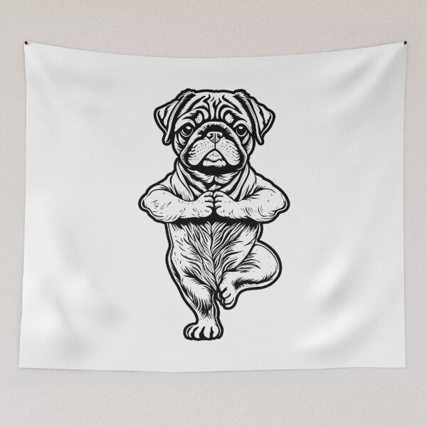 Item preview, Pug Yoga Puppy Funny Dogs Tree Pose Vrikshasana designed and sold by GrandeDuc.