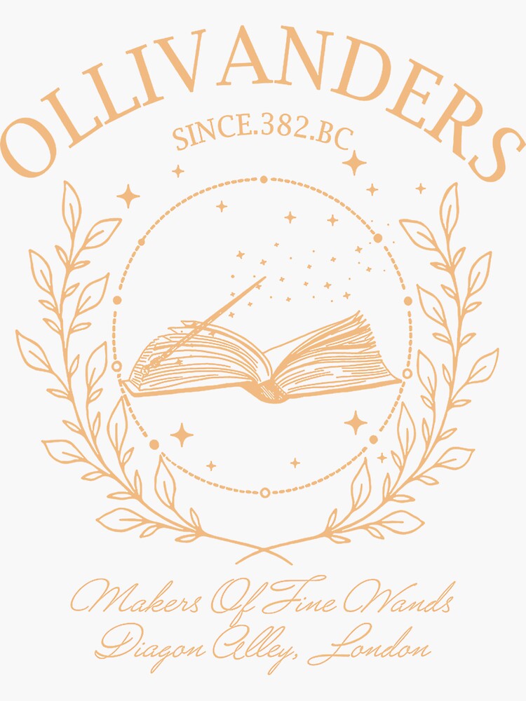 ollivanders-wand-shop-sticker-for-sale-by-katherinecarine-redbubble for Free Printable Ollivanders Wand Box Label Ollivanders Wand Shop