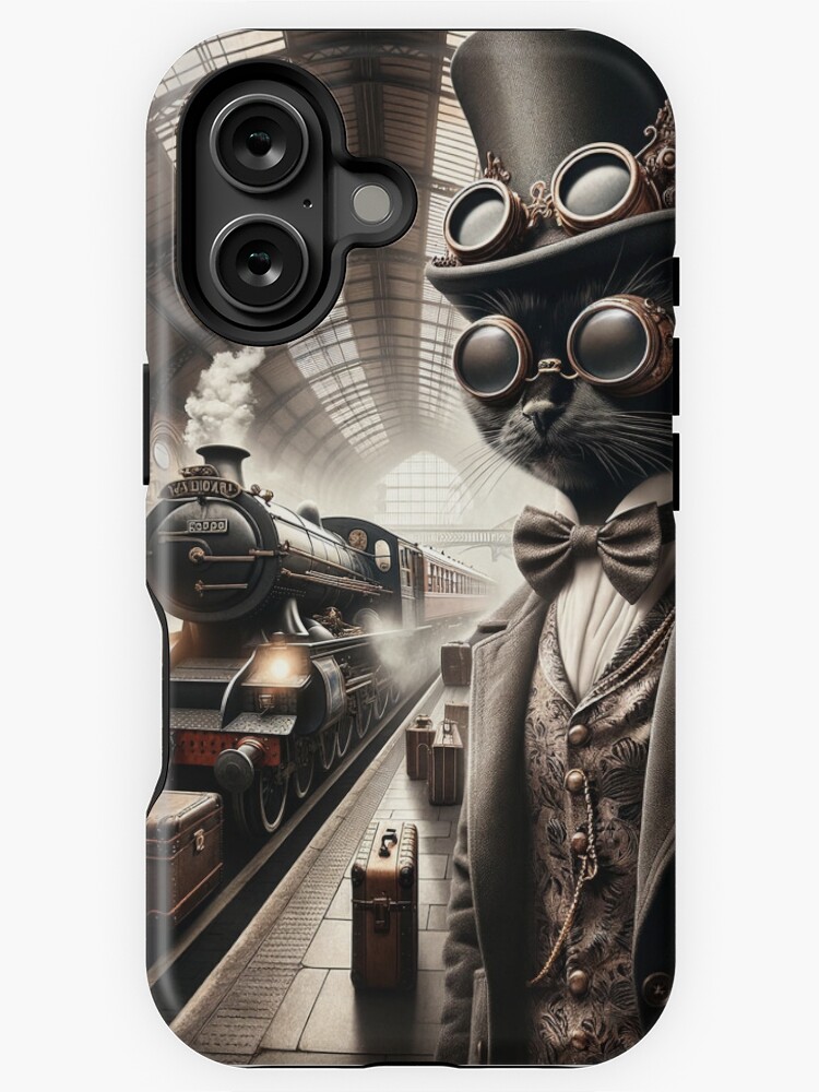 Thumbnail 1 of 4, iPhone Case, Steampunk Cat Portrait 4 designed and sold by bsilvia.