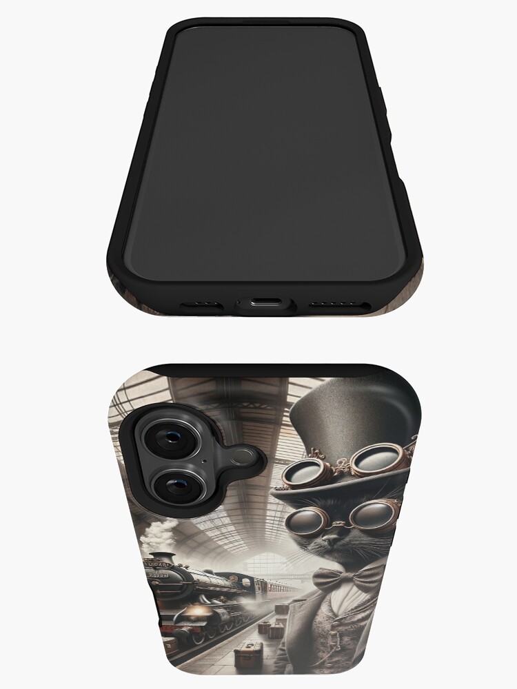 Thumbnail 3 of 4, iPhone Case, Steampunk Cat Portrait 4 designed and sold by bsilvia.