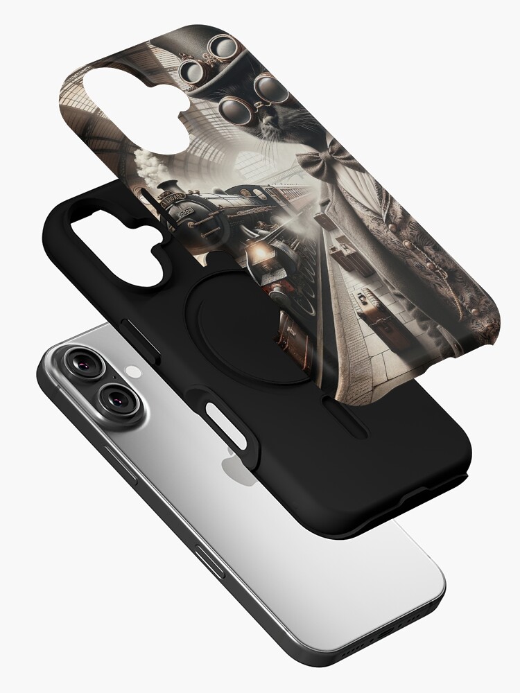 Thumbnail 2 of 4, iPhone Case, Steampunk Cat Portrait 4 designed and sold by bsilvia.