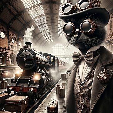 Artwork thumbnail, Steampunk Cat Portrait 4 by bsilvia