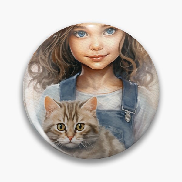 Item preview, Math Girl with Cute Cat- Watercolor Painting  designed and sold by MahsaWatercolor.