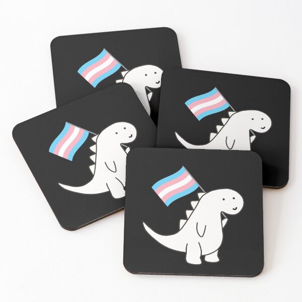 Item preview, Trans Pride Dinosaur with Pride Flag designed and sold by AntonsCorner.