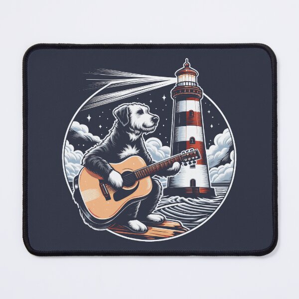 Item preview, Dog with guitar and lighthouse designed and sold by MindsArtDesign.