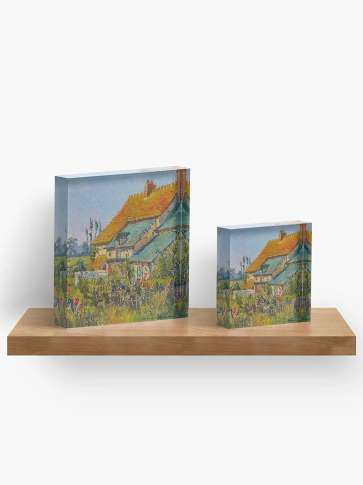 Aperçu 3 sur 5. Bloc acrylique avec l'œuvre Les Toits Rouges créée et vendue par tomorrowsart.