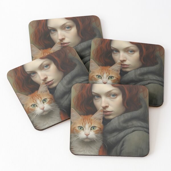 Item preview, Red-Haired Girl and Her Cat designed and sold by BrioDesign.