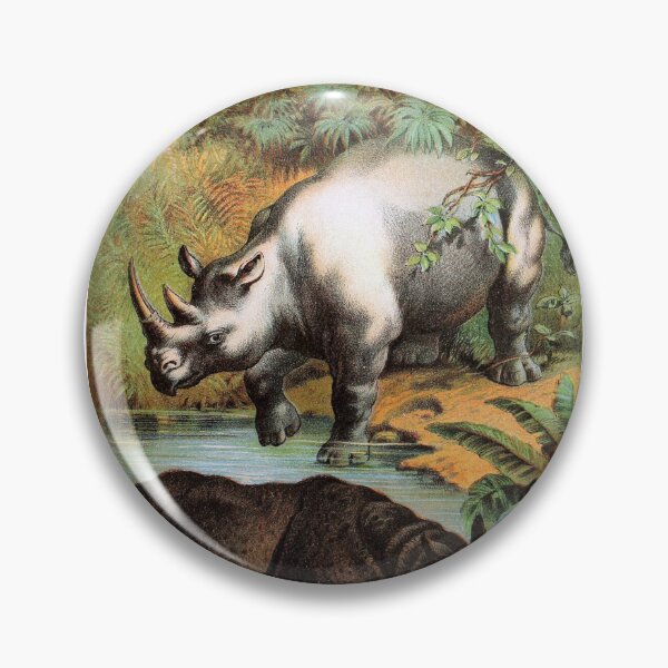 Item preview, White and Indian Rhinoceros in Water Vintage Chromolithograph by Hugh Craig Painting Animal Lover Gift designed and sold by ElegantTeaTime.