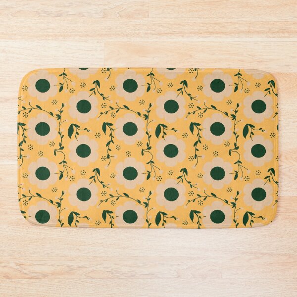 Item preview, Vintage retro Autumn pastel flowers green on yellow designed and sold by Maryann Candito.