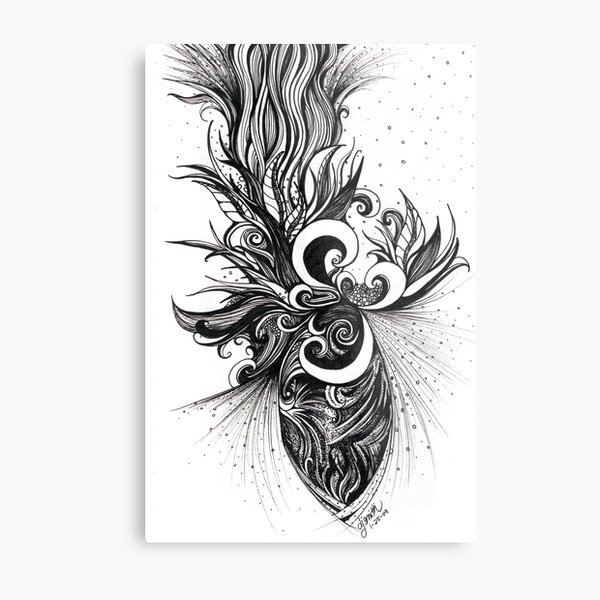 Restless, Ink Drawing Metal Print
