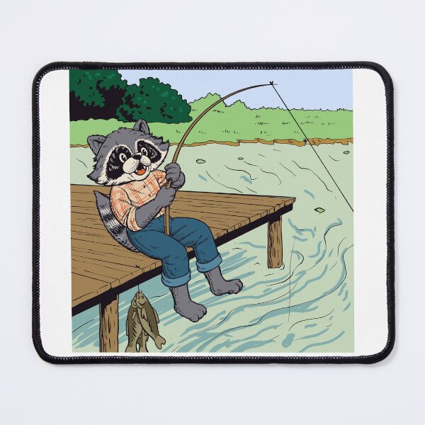 Item preview, Fishing in late summer - racoon enjoying life  designed and sold by NaturesBandit.