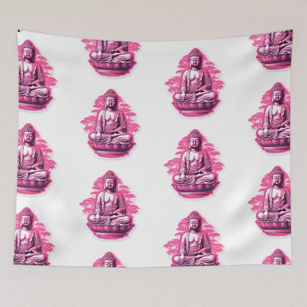 Artikelvorschau, Buddha-Statue rosa, buddhistisches Symbol, Heimdekoration entworfen und verkauft von MartynGrey.