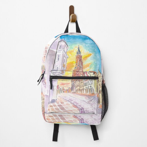 Item preview, Festive Landshut Oldtown with Illuminated Clouds and Saint Martin at Sunset designed and sold by artshop77.