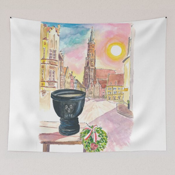 Item preview, Landshut Humpen with a view of the decorated old town in the morning designed and sold by artshop77.